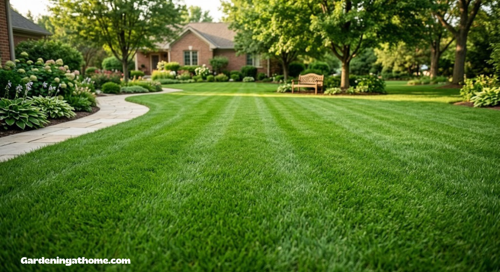 Lush green lawn showing the result of evenly spread grass seed